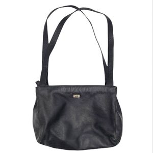 The Sak 14x11 Pure Leather Shoulder Bag Black Expandable